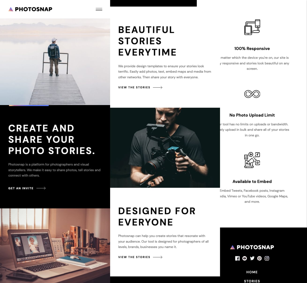 A collage of screenshots highlighting the mobile version of the homepage