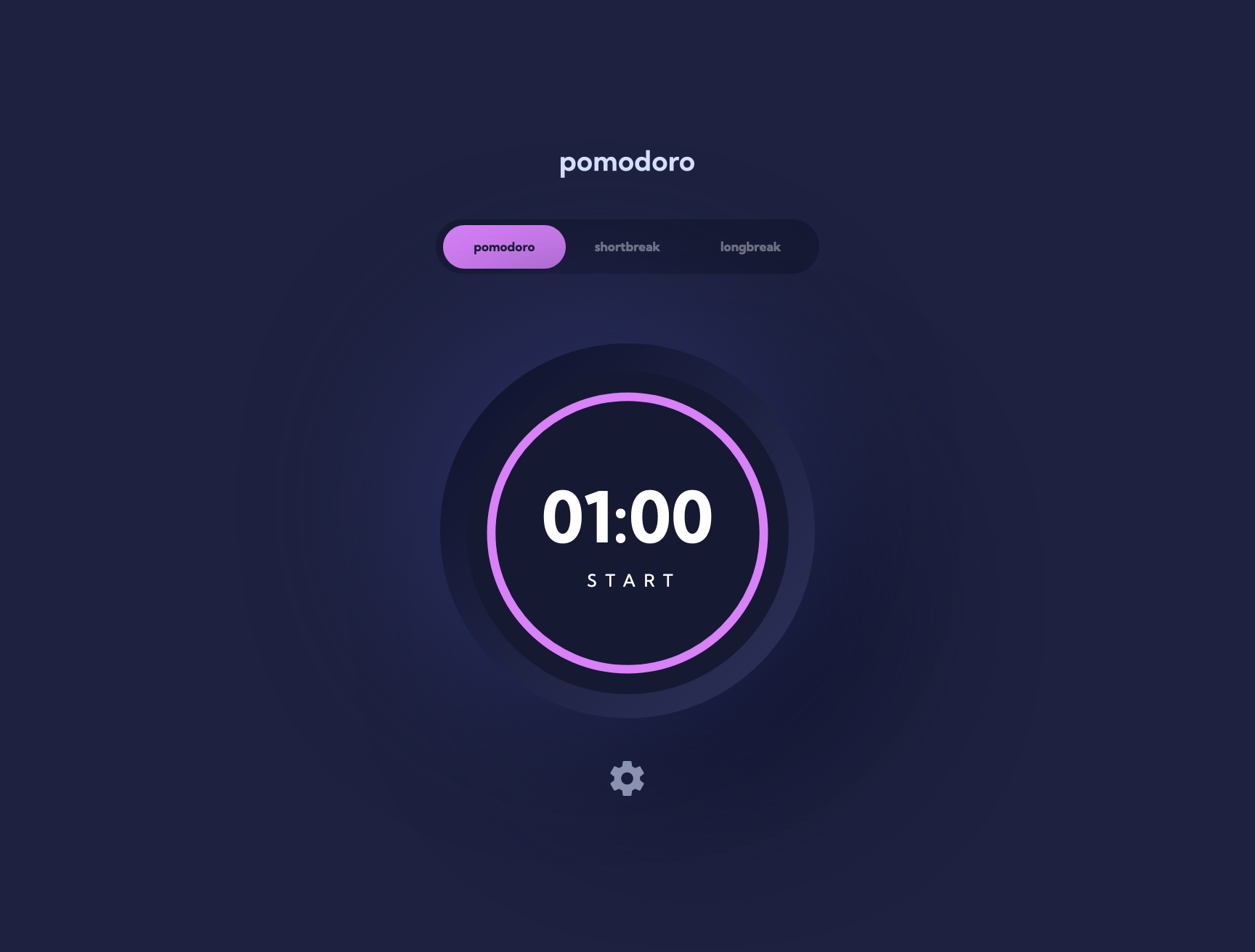 Screenshot of the desktop version, featuring a purple accent color for the circular progress bar and button backgrounds